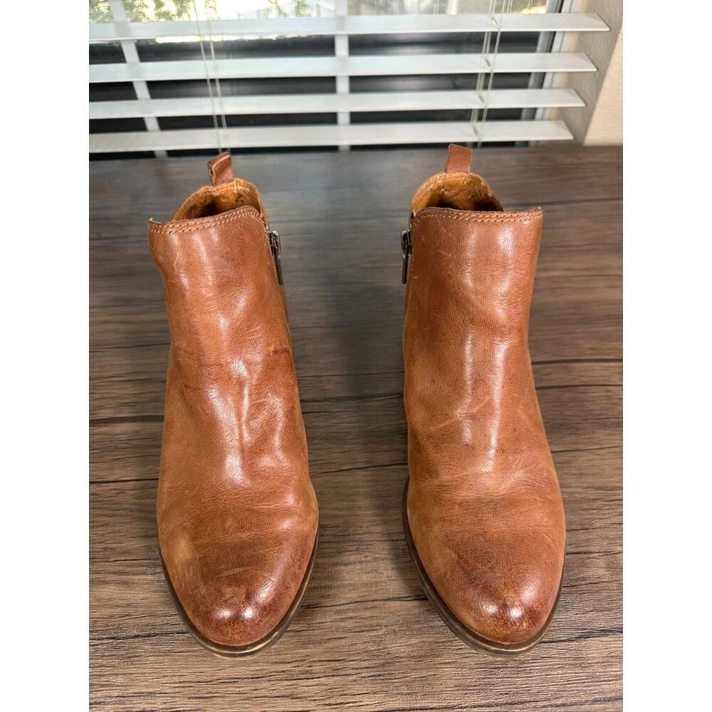 Lucky Brand Ankle Boots Womens 9.5M Brown LK Basel Zip Casual Comfort Leather